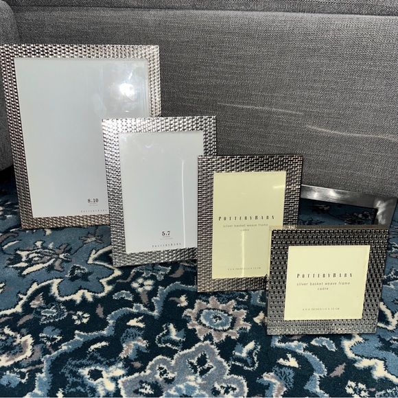 Pottery Barn Accents Pottery Barn Set Of Silver Basket Weave Photo